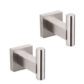 GERZWY Bathroom Coat Hook SUS 304 Stainless Steel Single Towel/Robe Clothes Hook for Bath Kitchen Garage Heavy Duty Contemporary Hotel Style Wall Mounted 2 Pack Brushed Finish DG1407-LS