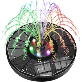 SZMP Solar Water Fountain Upgraded 100% Glass Panel, 3.5W Solar Powered Fountain Built-in 2000 Battery with 7 Nozzle & 4 Fixer, Solar Fountain Pump for Bird Baths, Fish Tank, Outdoor (Colorful)