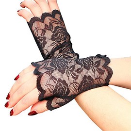 Women Short Lace Gloves Fingerless Bridal Gloves for Prom Party Wedding Fancy Dresses Cosplay 1920s Gloves