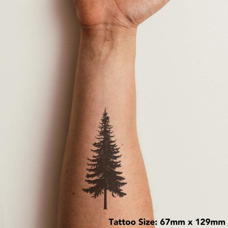 'Pine Tree Silhouette' Temporary Tattoo - Water Resistant, Skin-Safe, Non-Toxic