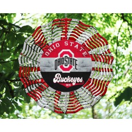 Liberty Flags & Gifts 10" Ohio State Buckeyes OSU Bucks Hanging Wind Spinner Yard Decor Kinetic rws111