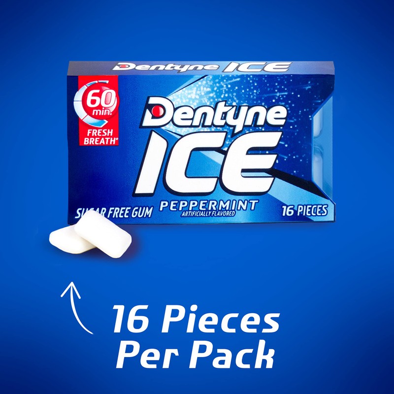 Dentyne Ice Peppermint Sugar Free Chewing Gum, 60 Packs of