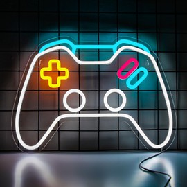 Game Neon Sign Dimmable Gamepad Shape LED Neon Signs for Game Room Wall Bedroom Decor, Neon Lights for Boys Gamer Gifts Teen Gaming Zone Party Decor Haning