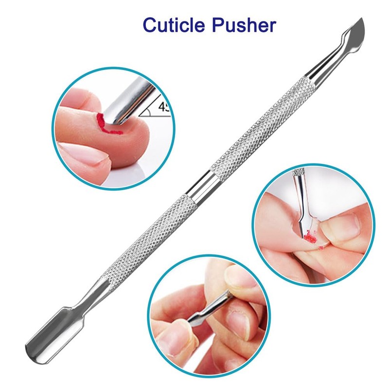 Pingispower Cuticle Pusher Set, 2 Pieces Professional Cuticle Cutter and