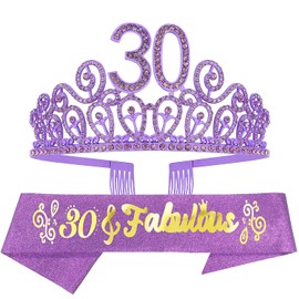 30th Birthday Gifts for Women, 30th Birthday Tiara, 30th Birthday Tiara Purple,30th Birthday Tiara and Sash,30th Birthday Sash,30th Birthday Crown for Her,30th Birthday Crown,30th Birthday Decorations