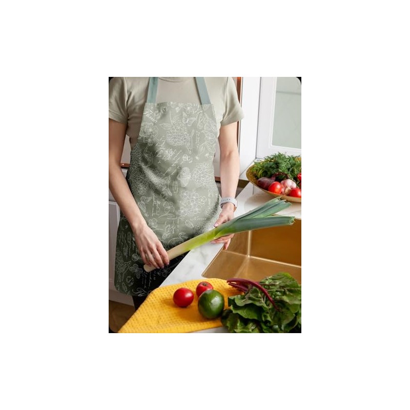 VIASMILE Baumwoll-Küchenschürze mit Blumenmuster, 60 x 70 cm