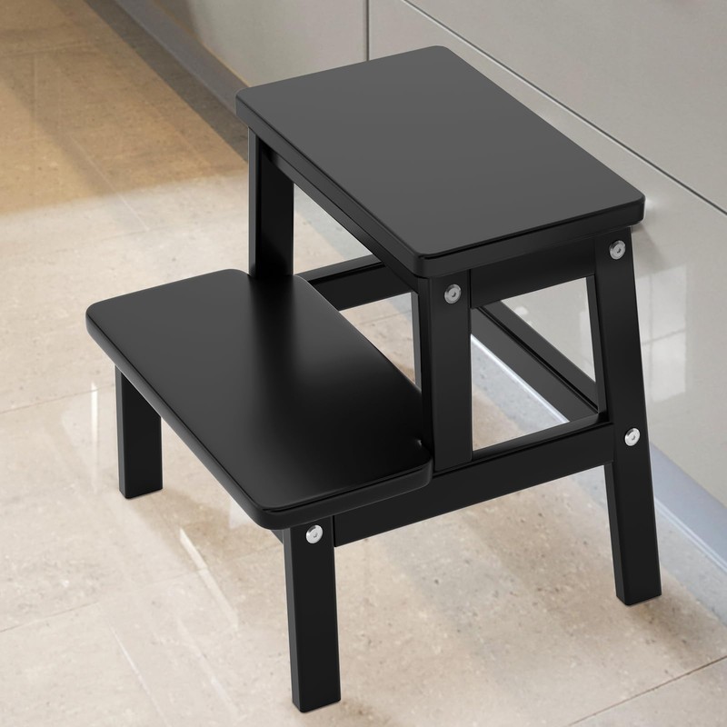 HOUCHICS Step Stools for Adults, Wooden Step Stool with 400