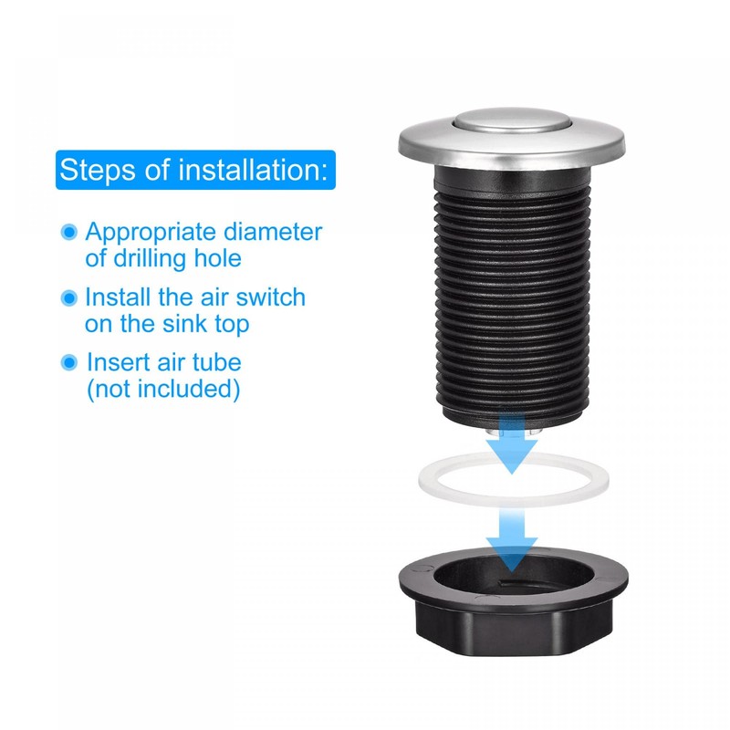 sourcing map Garbage Disposal Air Switch Button 32mm Dia 304