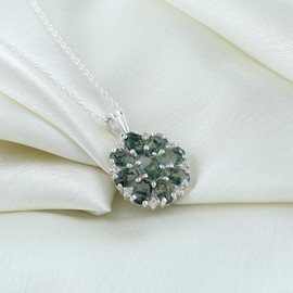 GEMKORA Real Moss Agate Crystal Pendant Necklace, Natural Gemstone, Birthstone Crystal, Healing Stone, Gift for Women Mom Her, Statement Jewellery, 925 Sterling Silver 18 inch