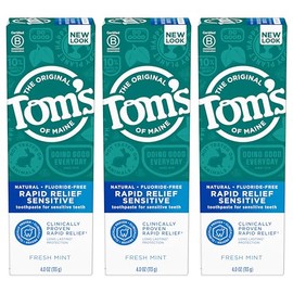 Tom's of Maine Rapid Relief Sensitive Natural Toothpaste Multi Pack, Fresh Mint, 3 Count