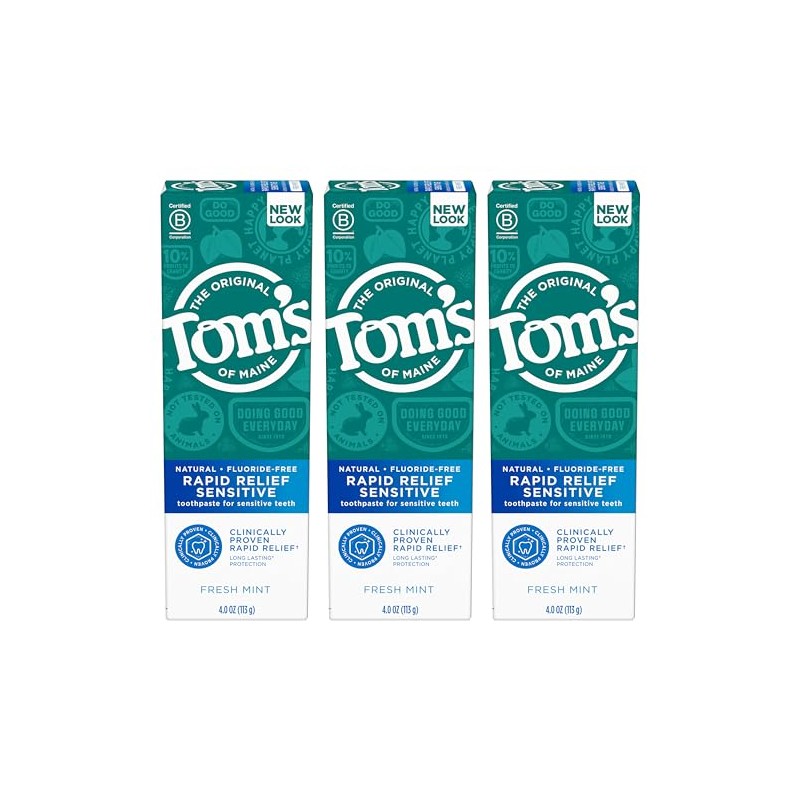 Tom's of Maine Rapid Relief Sensitive Natural Toothpaste Multi Pack,