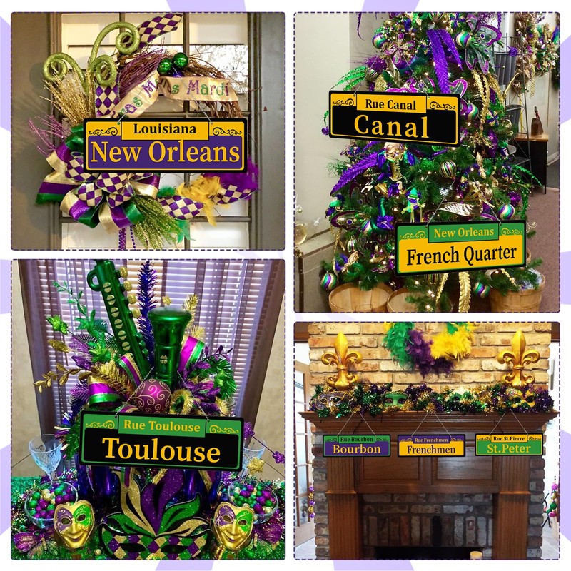 Mardi Gras Street Signs Decorations Both Sided Printed PVC New