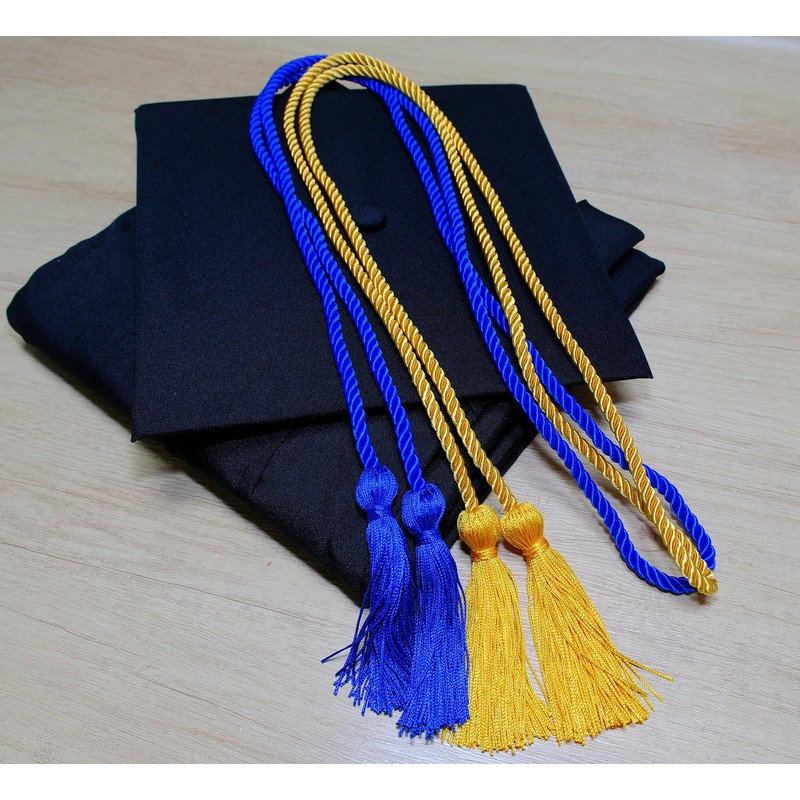 UIALECG Double Graduation Honor Cords - Royal Blue and Gold,68"