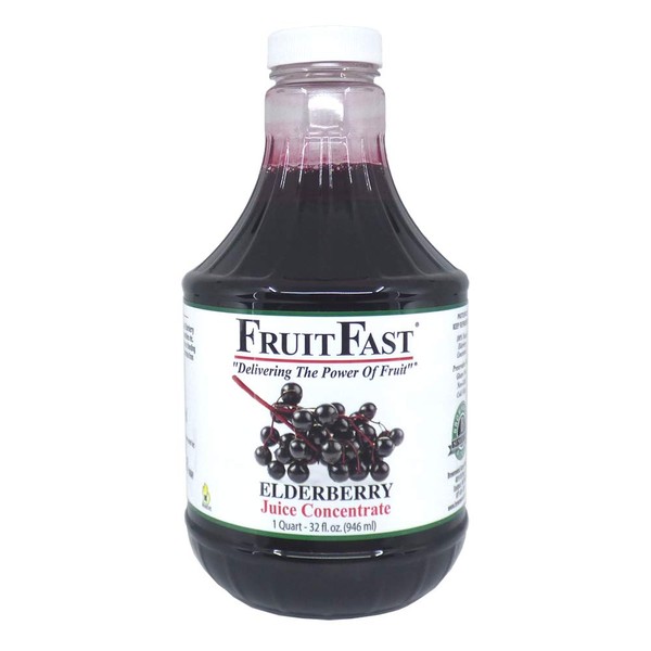 Unsweetened Pure Elderberry Juice Concentrate (32 fl. oz.) by FruitFast - Brownwood Acres | Non GMO, Gluten and BPA Free, All Natural Juice Extract - Promotes Healthy Immune Function* 64 Servings