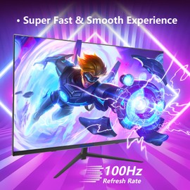 Sealan 27 inch Gaming Monitor IPS 100Hz Computer Monitor Built-in Speakers Full HD 1920 x 1080P with HDMI VGA Interface Eye Care Frameless 100 x 100mm VESA with 3-Side Virtually Borderless Design