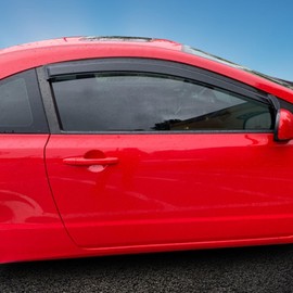 Out Side Mount Tape on Window Visors Compatible with 2006-2011 Honda Civic 2 Door Coupe, Smoke Tinted Acrylic Wind Deflectors Rain Guard 2PC by IKON MOTORSPORTS, 2007 2008 2009 2010
