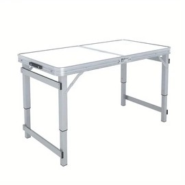 ROISDIYI 4ft Folding Table, Indoor Outdoor Heavy Duty Portable w/Handle, Lock for Picnic, Party, Camping - White