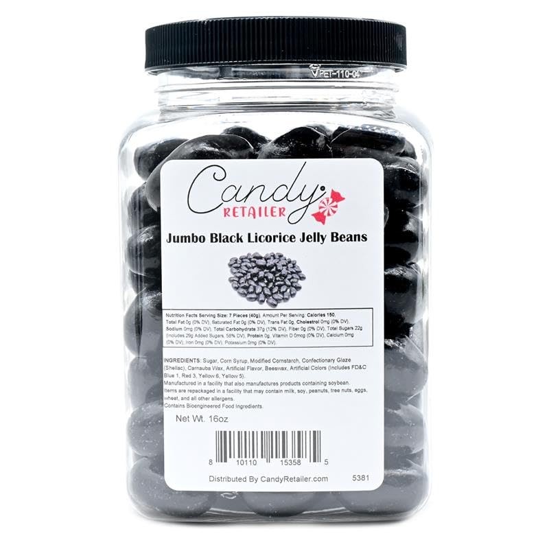 Candy Retailer Jumbo Jelly Beans (1 Lb, Black Licorice)