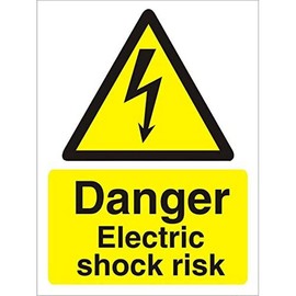 Seco Danger Electric Shock Risk Sign, 200mm x 300mm - 1mm Semi Rigid Plastic