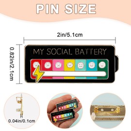 2PCS Social Battery Pin,My Social Battery Slider Pin,Funny Interactive Brooch Pins Lapel Pin,Mood Enamel Pins 7 Days a Week for Backpacks Hat Bags Scarves Clothing(Black)