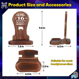 16 Year Old Birthday Gifts for Gamer Teenage Boy, 16th Birthday Gift Ideas, Level 16 Unlocked Wooden Headset Stand, 16th Birthday Decorations for Boy, Birthday Gifts for 16 Year Old Boys Girl