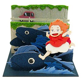 Sankei MP07-39 Studio Ghibli Mini Ponyo on The Cliff, Ponyo Running on Water Fish, Non-Scale Paper Craft