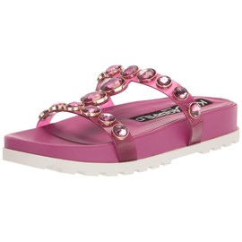 Karl Lagerfeld Paris Women's Belinda Jeweled Platform Sandal Heeled, Orchid, 7.5