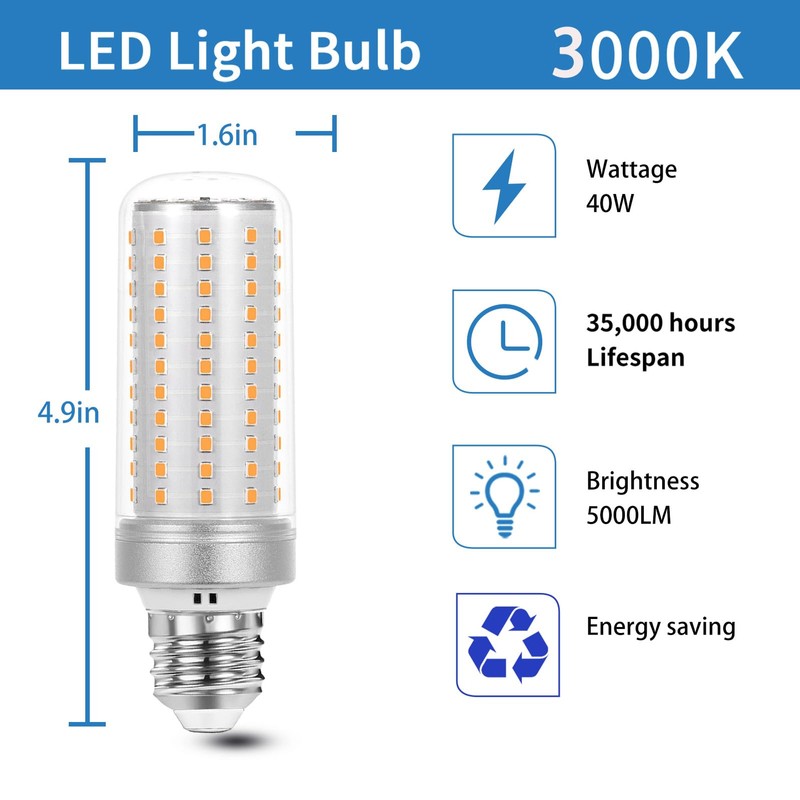 2 pack Led Corn Light Bulbs 300W Equivalent Super Bright