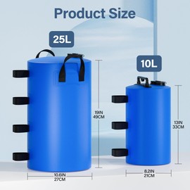 Canopy Water Weights Bag, 220 lb Canopy 4 Leg Weights Bag, Portable 25L Water Bag Windproof Fixed Water Tent Weights, for Outdoor Pop Up Tent, Canopies, Gazebo, Shelter, 4 Pack (25L Blue)