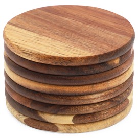 Acacia Wood Drink Coasters (Dark Brown, 8 Pack)