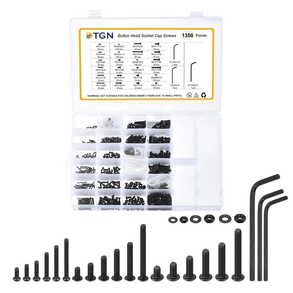 DTGN 1350Pcs M2 M3 M4 Button Head Socket Cap Screws