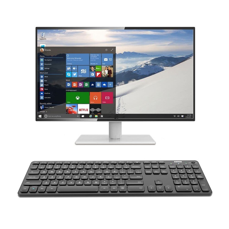 Arteck 2.4G Wireless Keyboard Ultra Slim Full Size Keyboard with