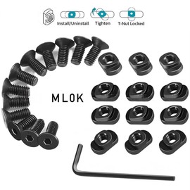 12pcs M5 T-Nut Screw Replacement Sets,Compatible with Rail Mount, Mlok Screws and Nuts with Thread Locking Screws, Wrench and Nuts, Hardware for Standard Rail Systems (M5)