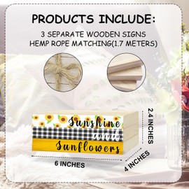 3 Pcs Sunflowers Decorative Book Stacks For Home Decor, Wood Book Stack For Table Decor, Summer Tiered Tray Decorations For Table Home Shelf, Farmhouse Stacked Books Decoration, A19