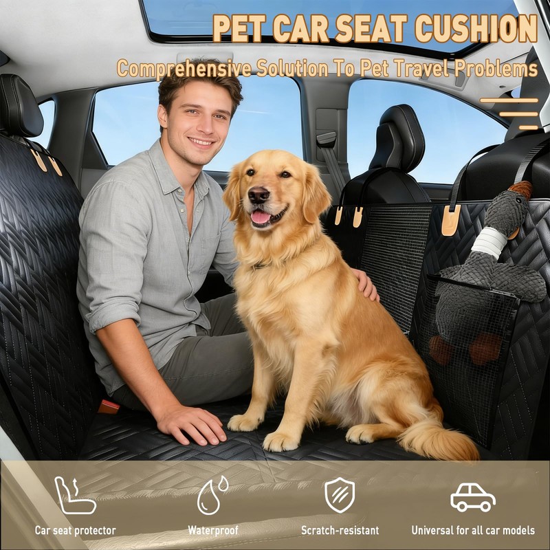 Dog Car Seat Cover for Back Seat, Waterproof Pet Hammock