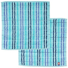 Nishio IBT-506-03-2P Imabari Towel Certified Hand Towel, Men's, Set of 2, Made in Japan, 100% Cotton, 9.8 inches (25 cm), Double-Sided Pile, Water Absorbent, Checkered Pattern, Men's Imabari Towel