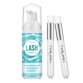 TWILASH BY DLY Lash Shampoo for Lash Extensions 2 Fl Oz / 60ml - Includes 2 Lash Shampoo Brushes for Cleansing - Eyelash Extension Cleanser for Professional Salon and Home Use (Unscented-60ml)