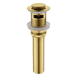 SUMERAIN Brass Pop Up Drain Stopper for Bathroom Sink with Overflow, Brushed Gold