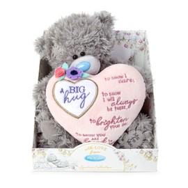 Me To You Bear 9" Big Hugs Padded Heart, Grey