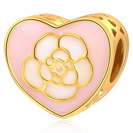 925 Sterling Silver Rose/Yellow Gold Plated Valentine's Day Charms, Meteor Star, Magnolia, Arrow Heart, Princess Crown Beads, Fits European Charms Bracelet, Gifts for Girlfriend/Wife/Husband, Sterling