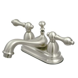 Kingston Brass KS3608AL Restoration 4-Inch Centerset Lavatory Faucet with Metal lever handle, Brushed Nickel