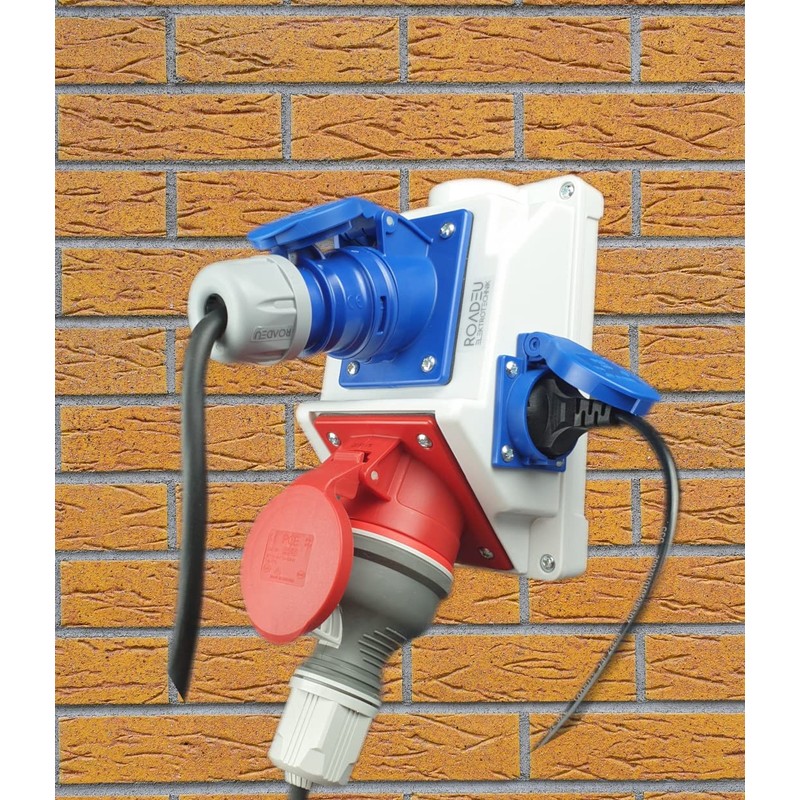 RoadEu Combination Wall Socket, 16 A CEE Socket 5P with