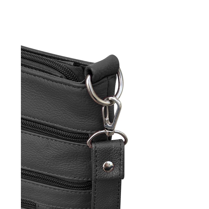 Roma Leathers Multi Pocket Body Purse - Deep Main Compartment,