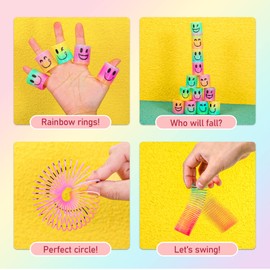 AZEN 400 Pcs Mini Spring (4 Packsges) Party Favors for Kids 3-5 4-8, Goodie Bags Stuffers for Birthday Party, Classroom Prizes Kids Prizes, Small Bulk Toys Gifts (4 Smile)
