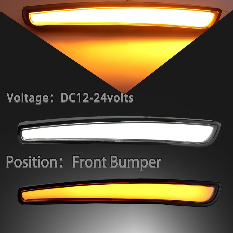ZDEERAOTO LED Front Bumper Fog light DRL Amber Sequential Turn