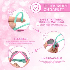 Girls' Polarised Sunglasses for Boys and Girls, Soft Cute Heart-Shaped Sunglasses, Children 2 Years, Polarised, 100% UV400 Protection (Pink&Green)