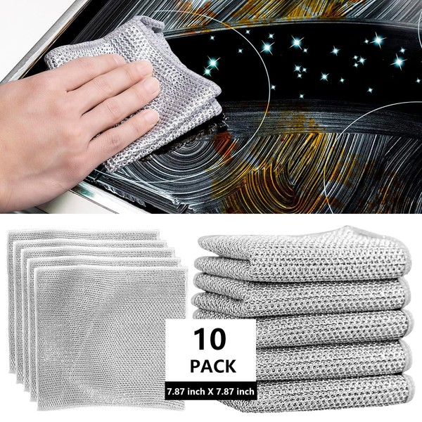 HABOQUAN Multi-Purpose Anti-Scratch Steel Wire Dishwashing Scrubber - Oil-Free Metal