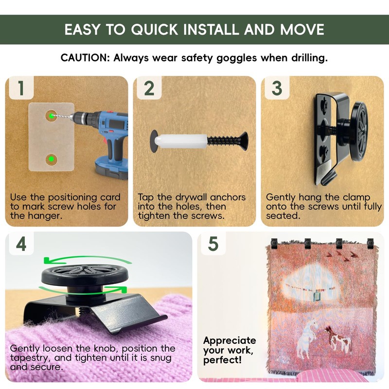 Tapestry Hangers, Blanket Hanger Clamps, Quilt Hanger for Wall for