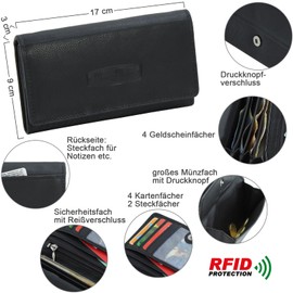 Money Maker - Women's Leather Purse Large Purse for Women Wallet with RFID Protection, black, Classic