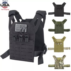 Unbranded Tactical Airsoft Molle Children Breathable Vest for Outdoor Vest Game Protective - Khaki
